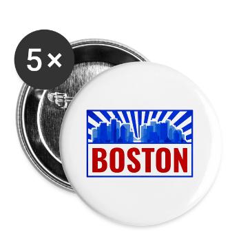 Boston Skyline Rétro Rouge Bleu - Lot de 5 grands badges (56 mm) - blanc - Devant