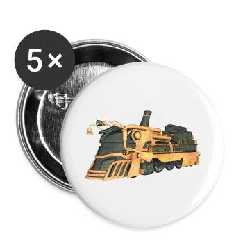 Steampunk steam locomotive - Buttons large 2.2''/56 mm (5-pack) - white - Front