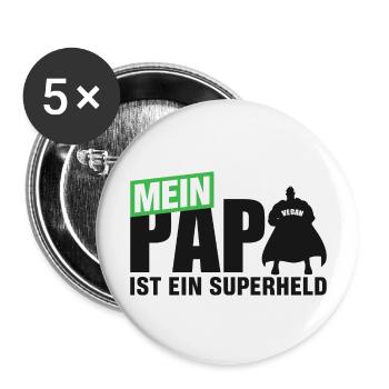Mein Papa ist ein Superheld - Buttons groß 56 mm (5er Pack) - Weiß - Vorne