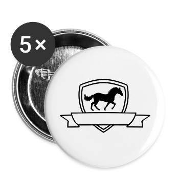 Pferd Banner Wappen Schild - Buttons groß 56 mm (5er Pack) - Weiß - Vorne