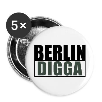 Berlin Digga Freshes Design deiner Lieblingsstadt - Buttons groß 56 mm (5er Pack) - Weiß - Vorne