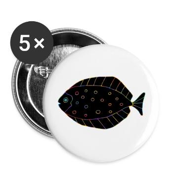 Poisson - Lot de 5 grands badges (56 mm) - blanc - Devant