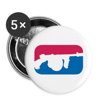 Thompson Maschinenpistole Mafia lustige Geschenk - Buttons groß 56 mm (5er Pack) - Weiß - Vorne