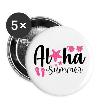 Aloha Summer - Buttons large 2.2''/56 mm (5-pack) - white - Front