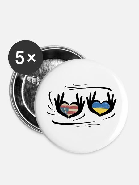 Herzhände - Buttons groß 56 mm (5er Pack) - Weiß