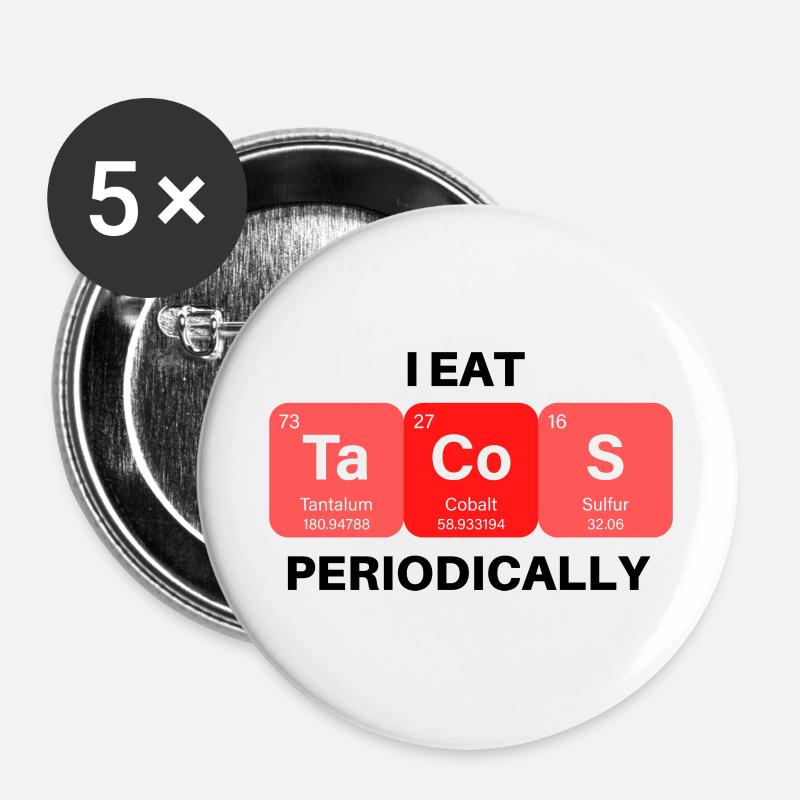 Eat tacos - Buttons large 2.2''/56 mm (5-pack) - white