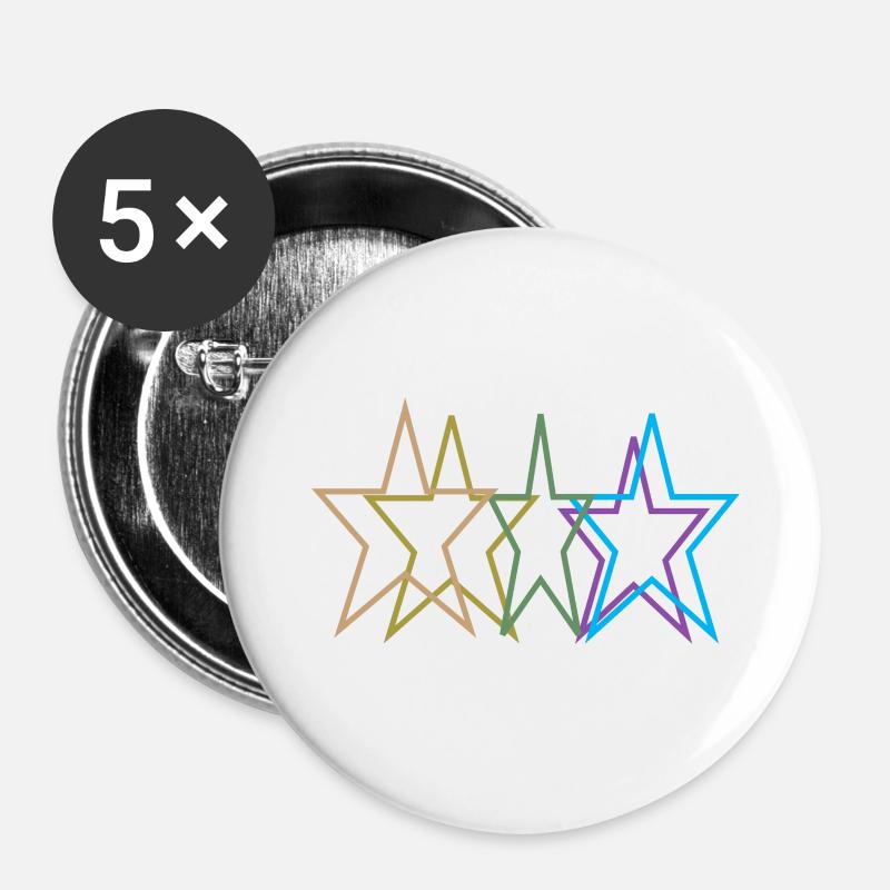 Colorful Stars Image12 - Buttons large 2.2''/56 mm (5-pack) - white