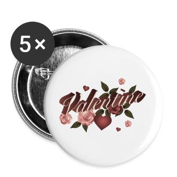 typographie magique de la Saint-Valentin avec des roses - Lot de 5 grands badges (56 mm) - blanc - Devant