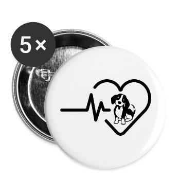 Chien - Lot de 5 grands badges (56 mm) - blanc - Devant