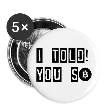 Bitcoin Trading Crypto Aktien - Buttons groß 56 mm (5er Pack) - Weiß - Vorne