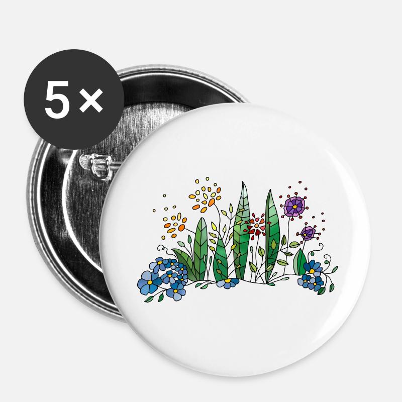 Blumen - Buttons groß 56 mm (5er Pack) - Weiß
