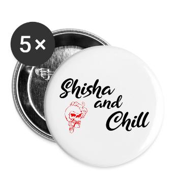 Shisha and Chill Black - Buttons large 2.2''/56 mm (5-pack) - white - Front