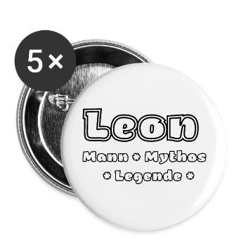 Leon - der Mann, der Mythos, die Legende - Buttons groß 56 mm (5er Pack) - Weiß - Vorne