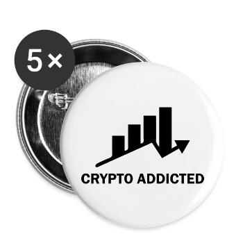 Bitcoin Trading Crypto Aktien - Buttons groß 56 mm (5er Pack) - Weiß - Vorne