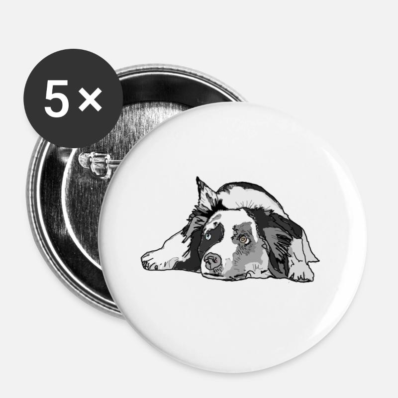 Australian Shepherd - Buttons large 2.2''/56 mm (5-pack) - white