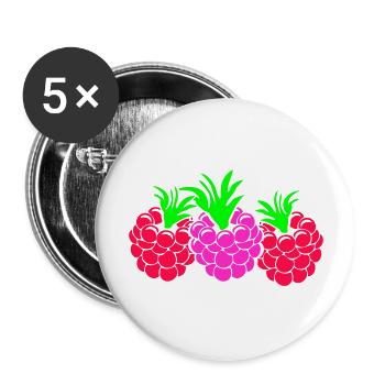 Himbeeren - Buttons groß 56 mm (5er Pack) - Weiß - Vorne