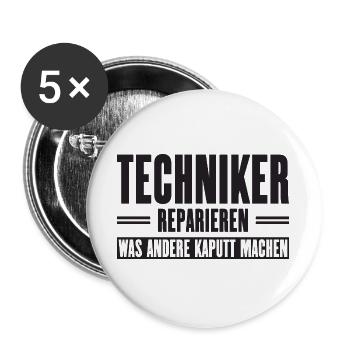 Servicetechniker Support Spruch für Handwerker - Buttons groß 56 mm (5er Pack) - Weiß - Vorne