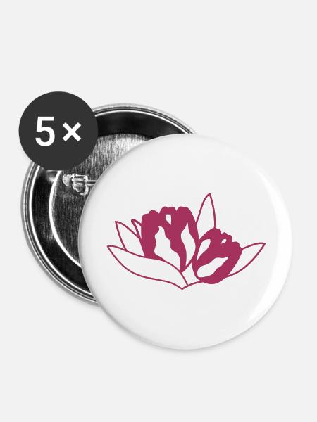 Tulpe - Buttons groß 56 mm (5er Pack) - Weiß