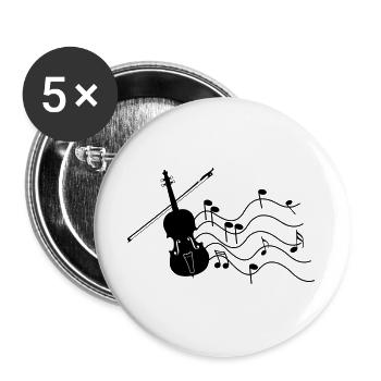 Violin with music notes shadow image, - Buttons large 2.2''/56 mm (5-pack) - white - Front