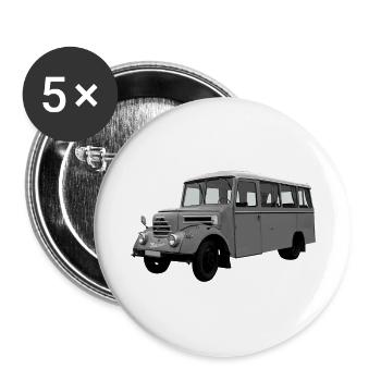 Bus Garant Robur Zittau DDR Oldtimer Ostalgie - Buttons groß 56 mm (5er Pack) - Weiß - Vorne