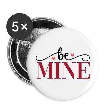 Be Mine Herz - Buttons groß 56 mm (5er Pack) - Weiß - Vorne