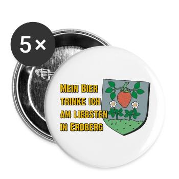 Mein Bier trinke ich am liebsten in Erdberg - Buttons groß 56 mm (5er Pack) - Weiß - Vorne