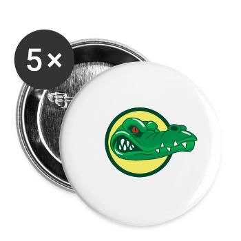 Tête de crocodile - Lot de 5 grands badges (56 mm) - blanc - Devant