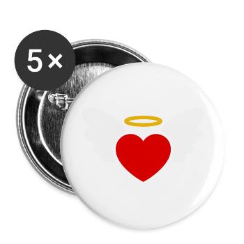 Cœur d’ange - Lot de 5 grands badges (56 mm) - blanc - Devant