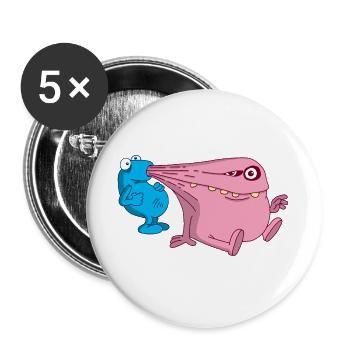 Energiestaubsauger Monster - Buttons groß 56 mm (5er Pack) - Weiß - Vorne
