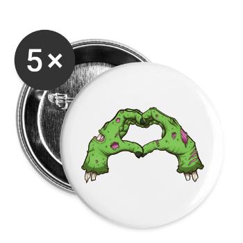 Valentine Zombie Hands - Buttons large 2.2''/56 mm (5-pack) - white - Front