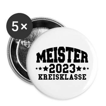 Meister 2023 Kreisklasse Aufstieg Fußball - Buttons groß 56 mm (5er Pack) - Weiß - Vorne