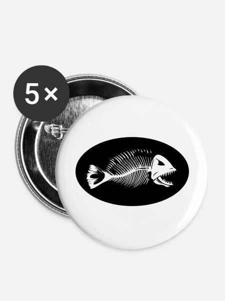 piranha - Buttons groß 56 mm (5er Pack) - Weiß