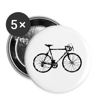 Rennrad (Vintage Schwarz) Fahrrad - Buttons groß 56 mm (5er Pack) - Weiß - Vorne