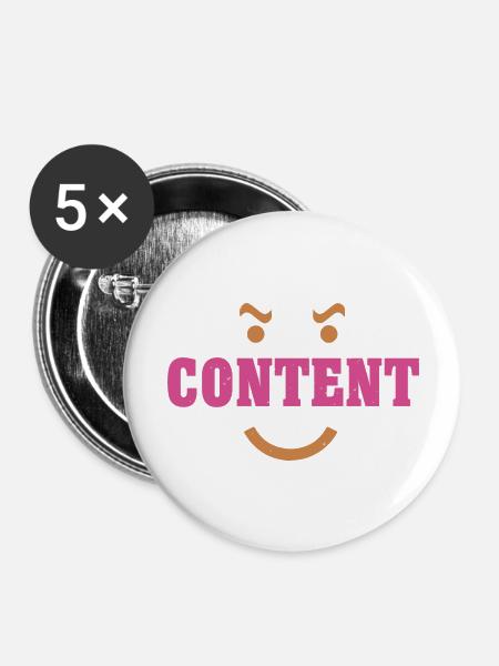 ZUFRIEDENES LÄCHELN - Buttons groß 56 mm (5er Pack) - Weiß