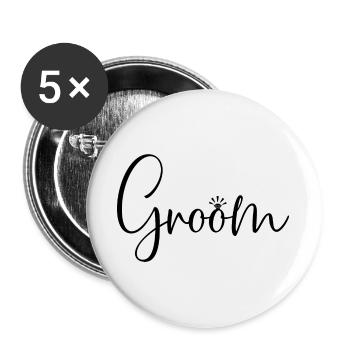 Groom Cool Matching Couple Wedding Party Mariage - Lot de 5 grands badges (56 mm) - blanc - Devant