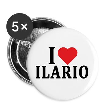 T-Shirt Name Ich liebe Ilario Geschenkidee T-Shirt - Buttons groß 56 mm (5er Pack) - Weiß - Vorne