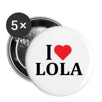 nom t-shirt J’aime Lola t-shirt idée cadeau - Lot de 5 grands badges (56 mm) - blanc - Devant