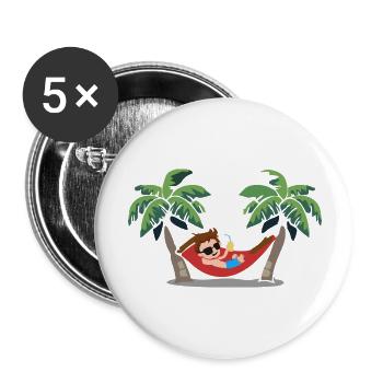 Hängematte Sommer Strand - Buttons groß 56 mm (5er Pack) - Weiß - Vorne