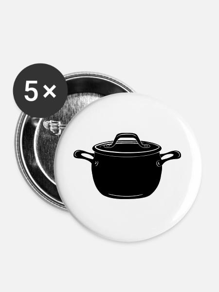 Suppe oder Pfanne - Buttons groß 56 mm (5er Pack) - Weiß