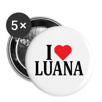 nom t-shirt J’aime Luana idée cadeau t-shirt - Lot de 5 grands badges (56 mm) - blanc - Devant