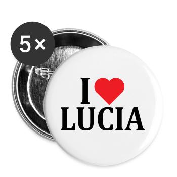name t-shirt I love Lucia t-shirt gift idea - Buttons large 2.2''/56 mm (5-pack) - white - Front