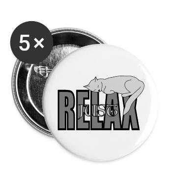Cat Just Relax - Buttons groß 56 mm (5er Pack) - Weiß - Vorne