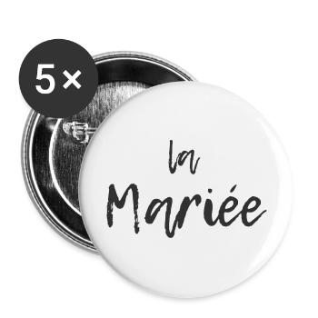 evjf humour team bride de la mariée - Lot de 5 grands badges (56 mm) - blanc - Devant