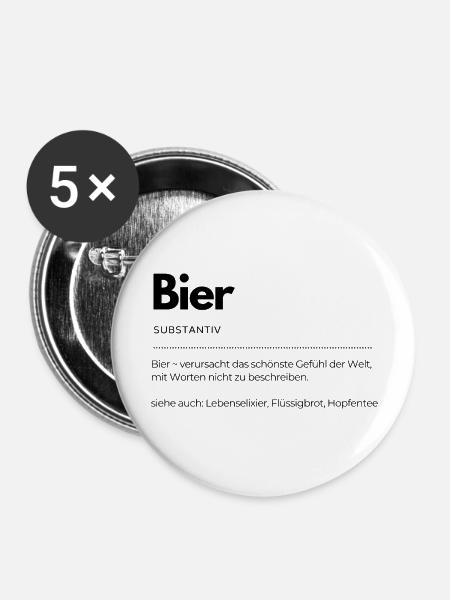 Definition Bier - Partyshirt - Buttons groß 56 mm (5er Pack) - Weiß