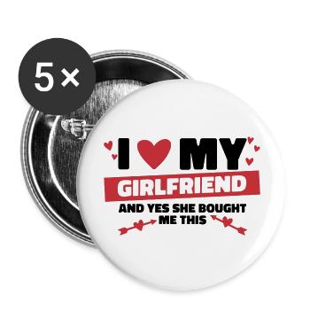 J’aime ma copine - Lot de 5 grands badges (56 mm) - blanc - Devant