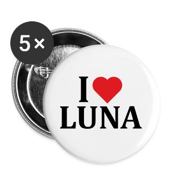 name t-shirt I love Moon t-shirt gift idea - Buttons large 2.2''/56 mm (5-pack) - white - Front