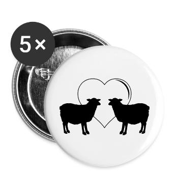 Sheep Love - Buttons large 2.2''/56 mm (5-pack) - white - Front