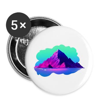 Wanderung Berge Bergwandern Bergwanderer Wandern - Buttons groß 56 mm (5er Pack) - Weiß - Vorne