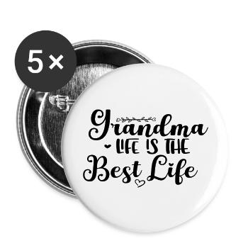 Grandma Life Is The Best Life - Buttons large 2.2''/56 mm (5-pack) - white - Front