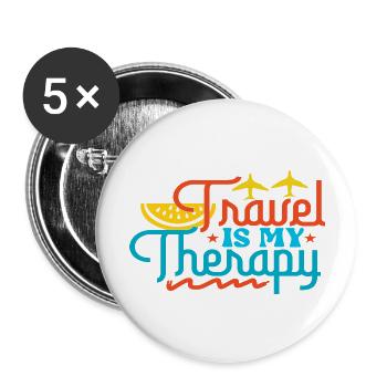 Travel Is My Therapy - Buttons groß 56 mm (5er Pack) - Weiß - Vorne